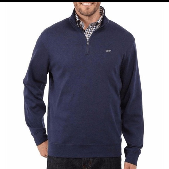 Vineyard Vines Other - Vineyard Vines Men’s Saltwater Navy Blue Quarter Zip Sweatshirt Pullover XL